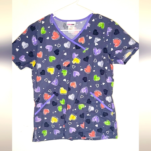 Scrubstar Tops Grey And Purple Scub Top With Different Colored